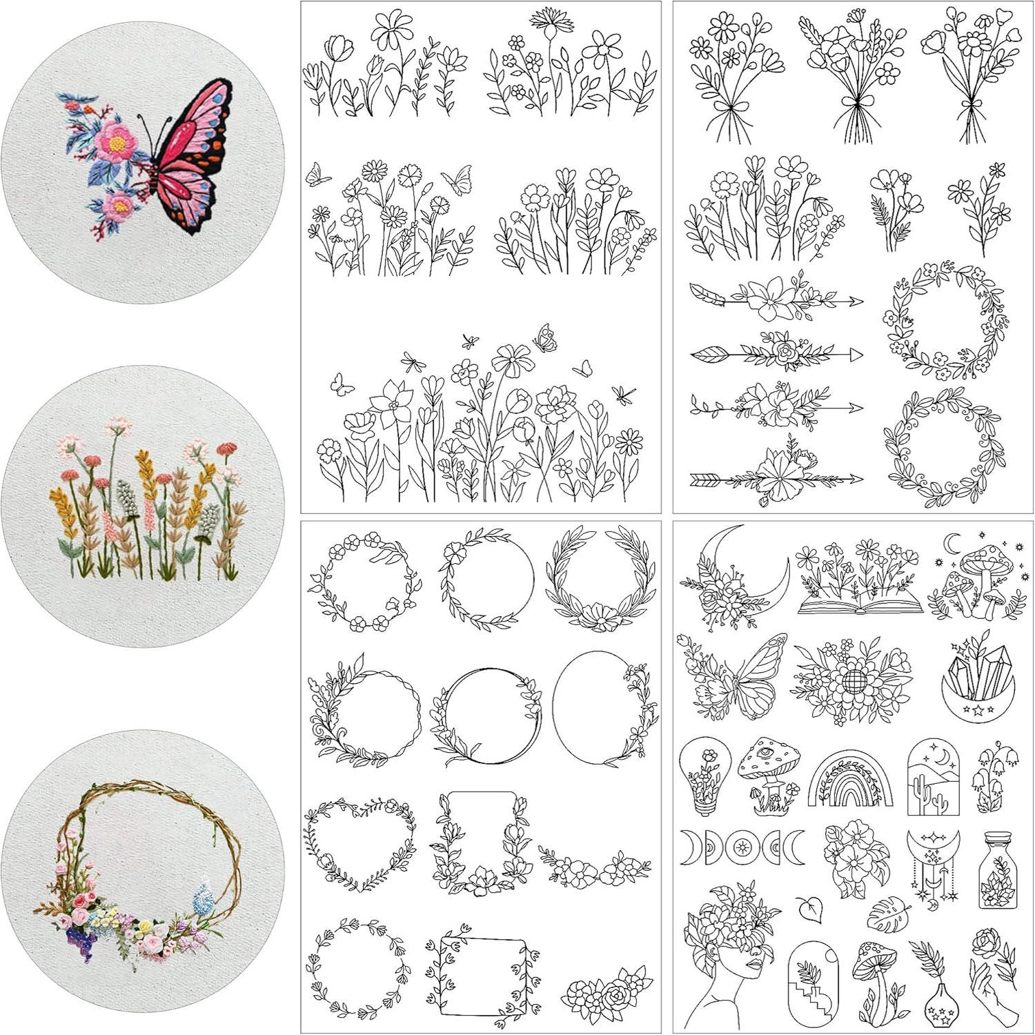 Embroidery Web - 4 أوراق نمط تطريز مثبت قابل