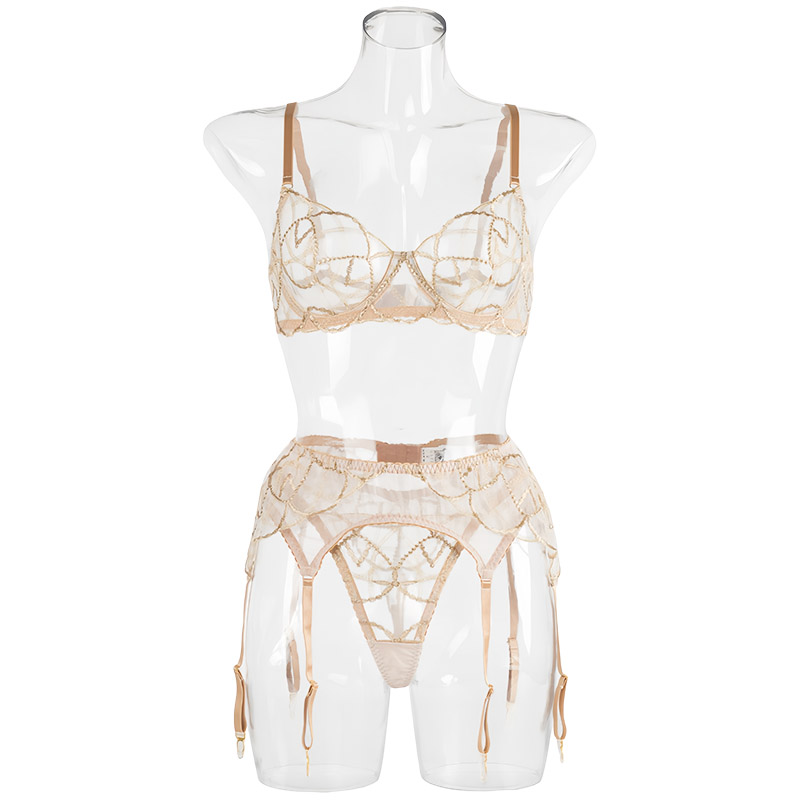 Embroidery Underwear - طقم لانجري نسائي مثير، ملابس داخلية
