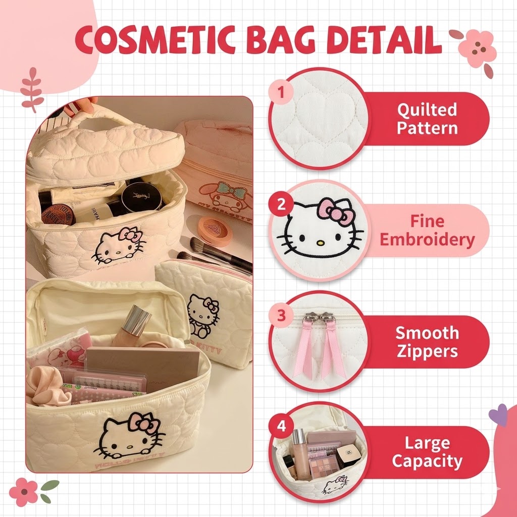 Embroidery Icon - حقائب المكياج المبطنة فائقة النعومة لدينا