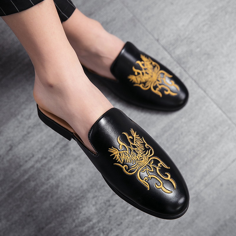 Embroidery On Leather - أحذية بنصف مطرزة صيفية للرجال أحذية