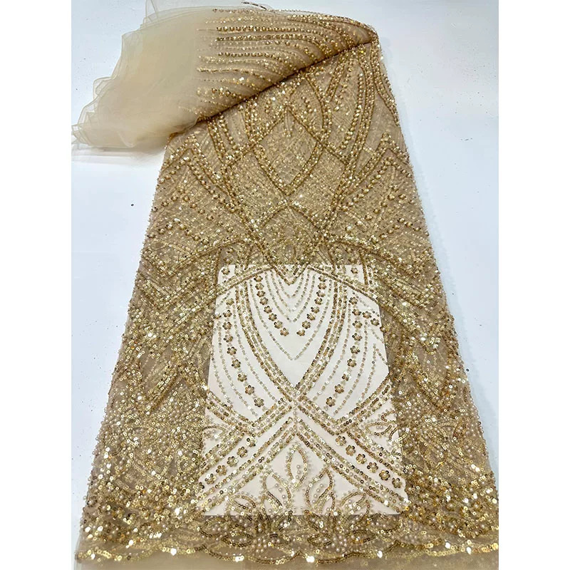 Embroidery Beads - 1 ياردة من قماش تصميم فستان