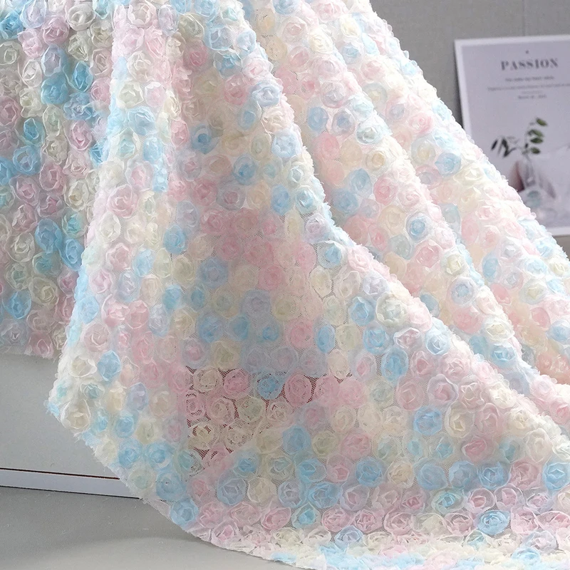 Embroidery Roses - شريط تطريز زهور ثلاثي الأبعاد ملون،