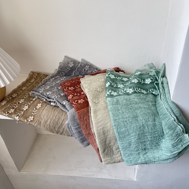 القطن الكتان الدانتيل الربط وش - مراجعة Embroidery Towel وسعره