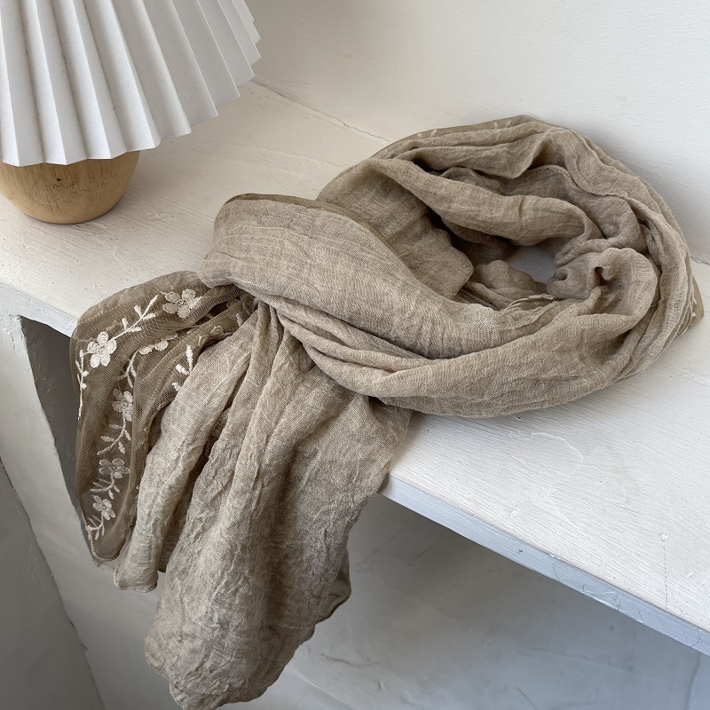 القطن الكتان الدانتيل الربط وش - مراجعة Embroidery Towel وسعره