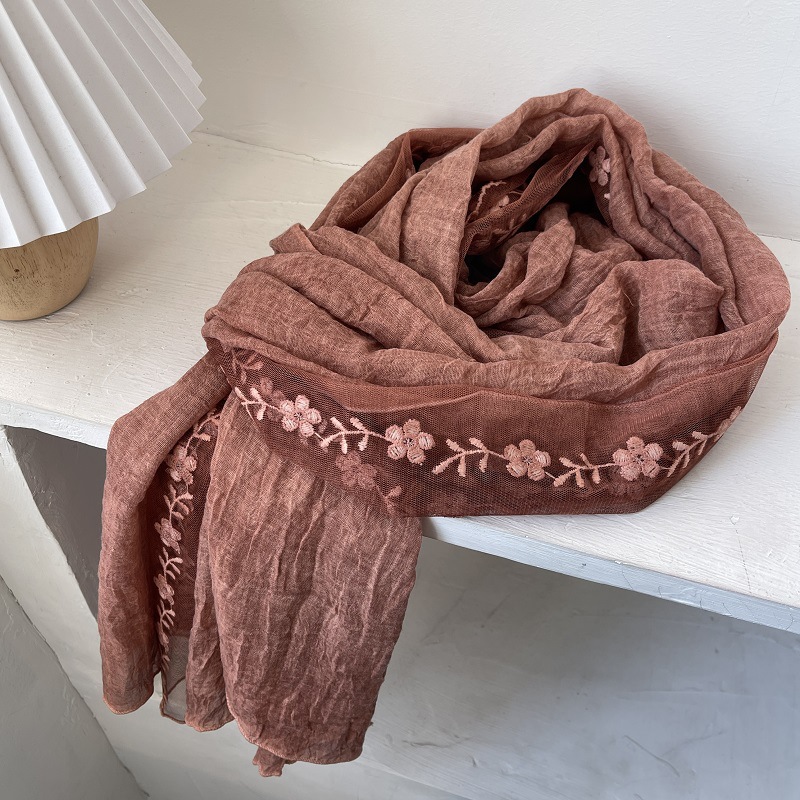القطن الكتان الدانتيل الربط وش - مراجعة Embroidery Towel وسعره
