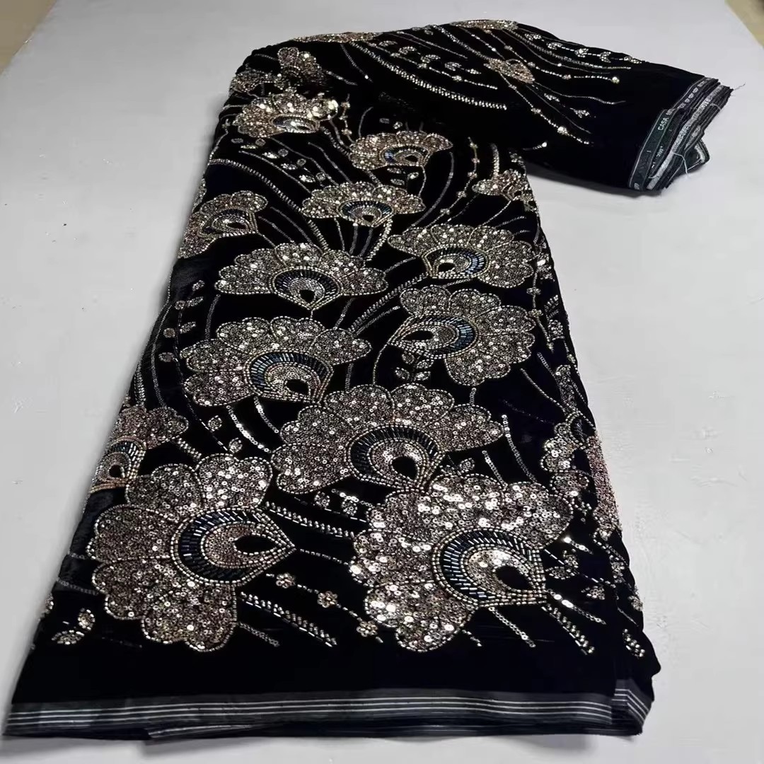 5 ياردات من قماش المخمل الجديد - مراجعة Embroidery Beads وسعره